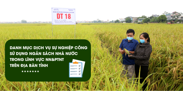 DANH MỤC DỊCH VỤ SỰ NGHIỆP CÔNG  SỬ DỤNG NGÂN SÁCH NHÀ NƯỚC  TRONG LĨNH VỰC NN&PTNT  TRÊN ĐỊA BÀN TỈNH